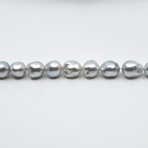 White South Sea Baroque Necklace 10-12mm, Cool Breeze Blue