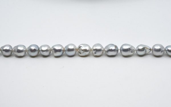White South Sea Baroque Necklace 10-12mm, Cool Breeze Blue