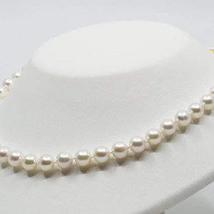 White Japanese Akoya Pearl Necklace, 8-8.5mm
