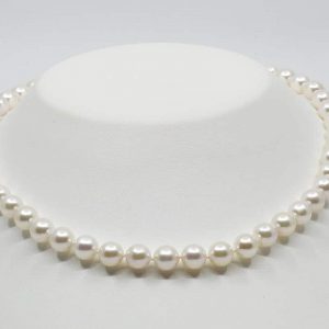White Japanese Akoya Pearl Necklace, 8-8.5mm