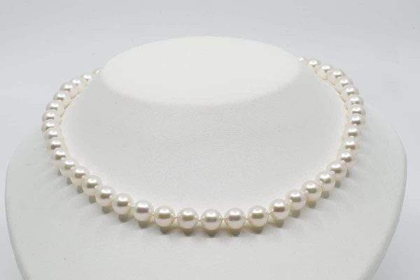 White Japanese Akoya Pearl Necklace, 8-8.5mm
