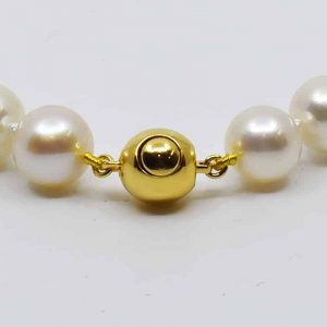 White-Silver-Pink Japanese Akoya Pearl Necklace, 8-8.5mm AAA