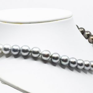 10mm White South Sea and Tahitian Pearl Ombre Necklace with color graduation
