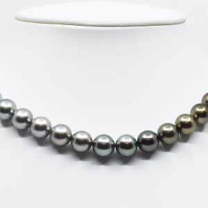 10mm White South Sea and Tahitian Pearl Ombre Necklace with color graduation