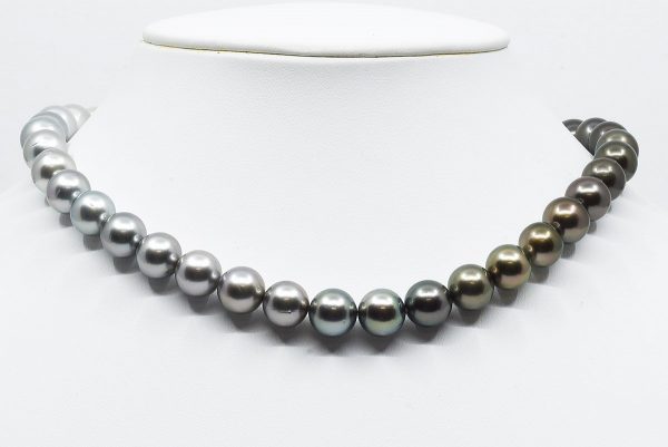 10mm White South Sea and Tahitian Pearl Ombre Necklace with color graduation