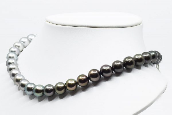10mm White South Sea and Tahitian Pearl Ombre Necklace with color graduation