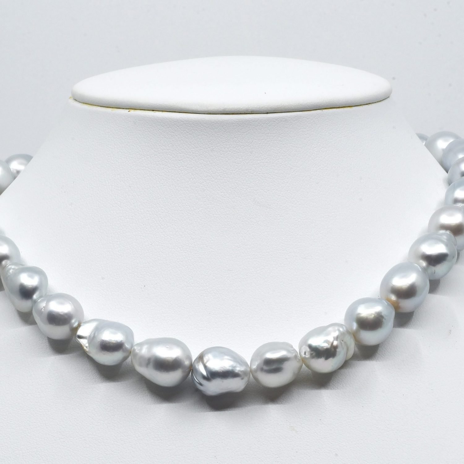 White silver south sea baroque necklace