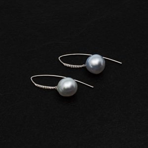 baroque pearl earrings with diamonds