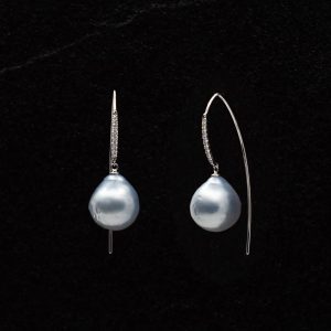 baroque pearl earrings with diamonds