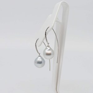 baroque pearl earrings with diamonds