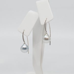 baroque pearl earrings with diamonds