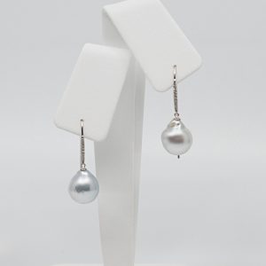 baroque pearl earrings with diamonds
