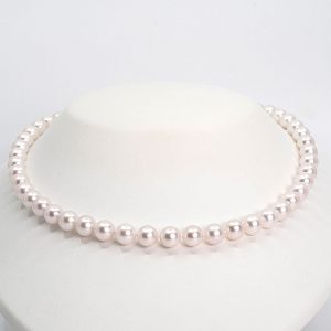 Stunning Japanese Akoya Pearl Necklace 7x7.5mm AA+ luster