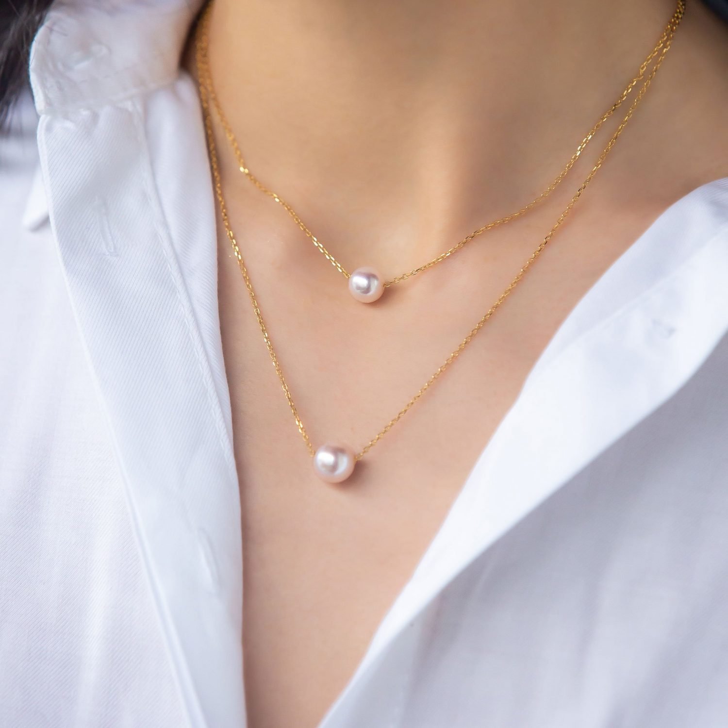 Japanese Akoya Pearl Necklace on chain