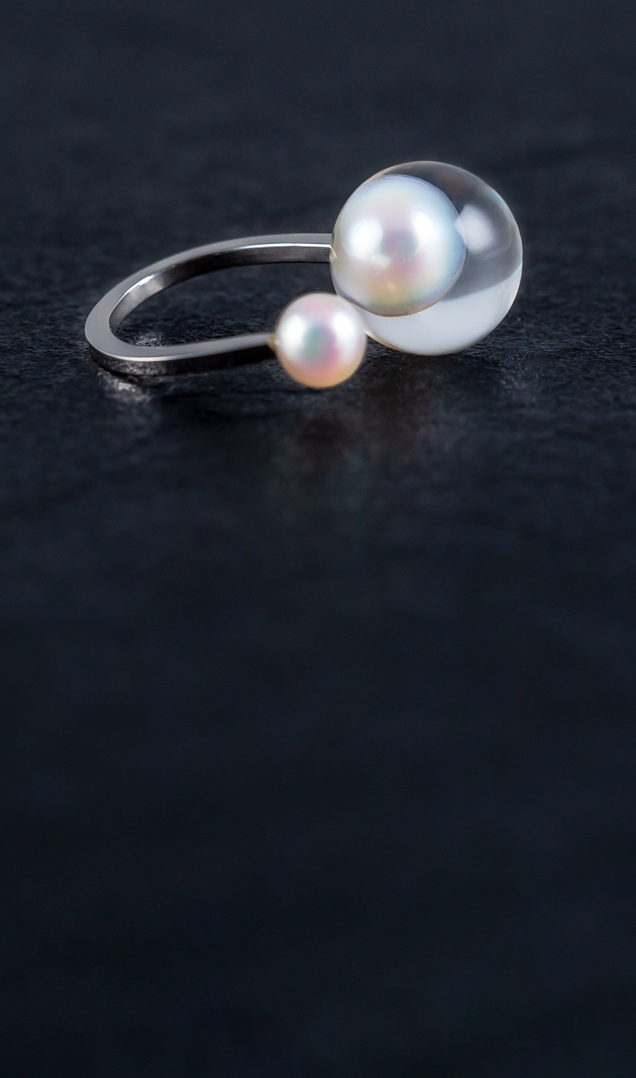 Luna Ring — Japanese Akoya Pearl Magnifying Sphere