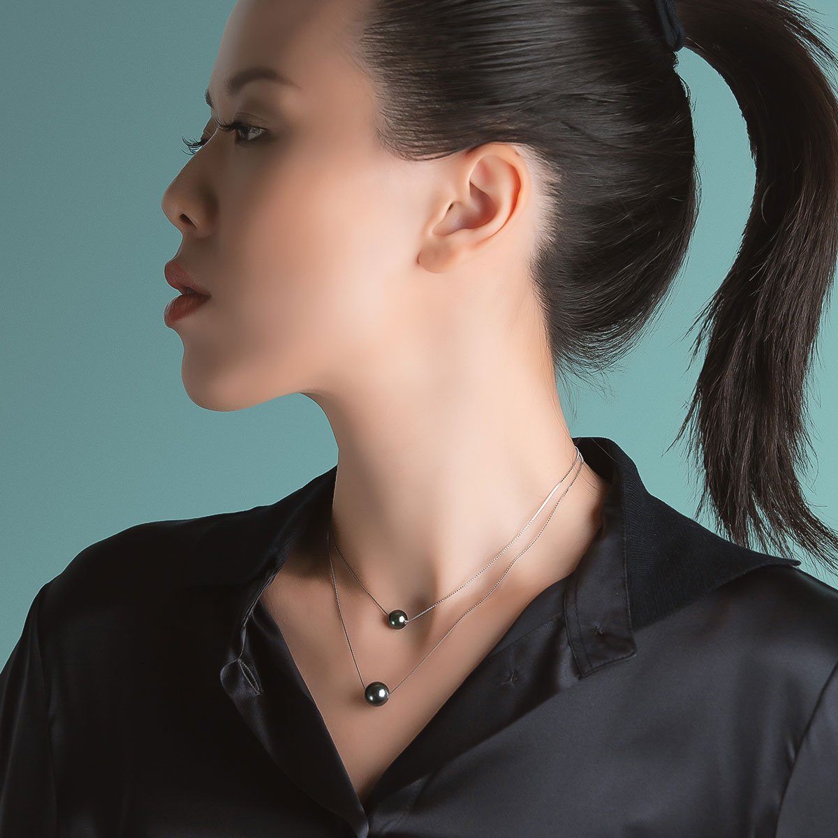 Black tahitian pearl.jp tokyo Japan necklace AAA
