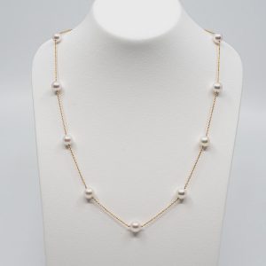 Japanese Akoya Tin-cup station necklace
