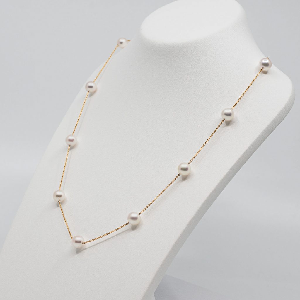 Japanese Akoya Tin-cup station necklace