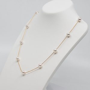 Japanese Akoya Tin-cup station necklace