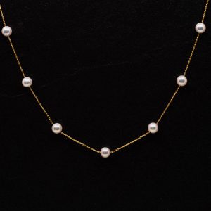 Japanese Akoya Tin-cup station necklace