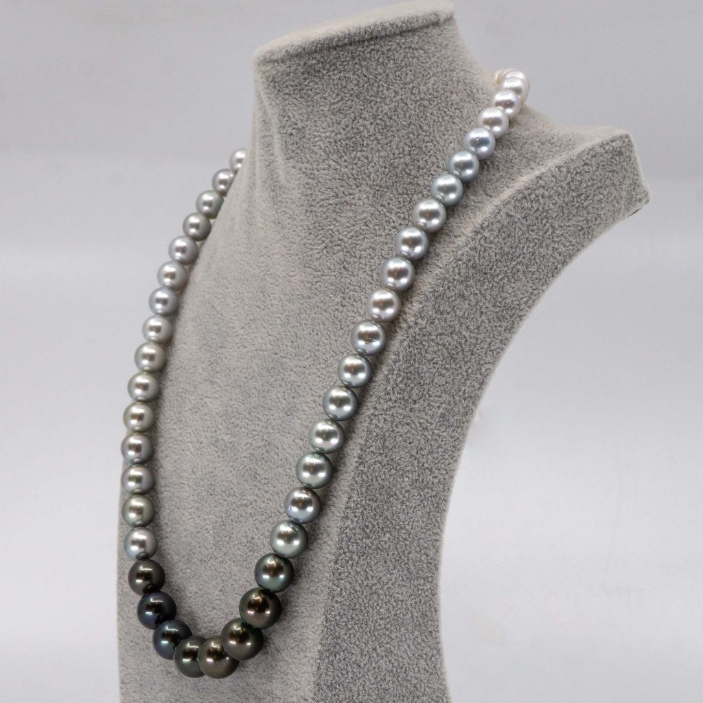 pearl ombre necklace with tahitian and south sea pearls