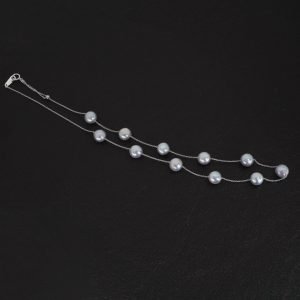 天然 Akoya 银蓝色珍珠.jp 项链 AAA，日本东京