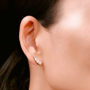 Japanese Akoya Pearls Earrings with diamonds, Tokyo, Japan