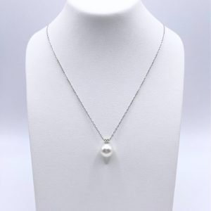 Japanese Akoya Pearl Necklace Platinum Diamond